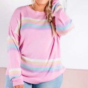 Chic Soul Bold Attitude pink stripe sweater